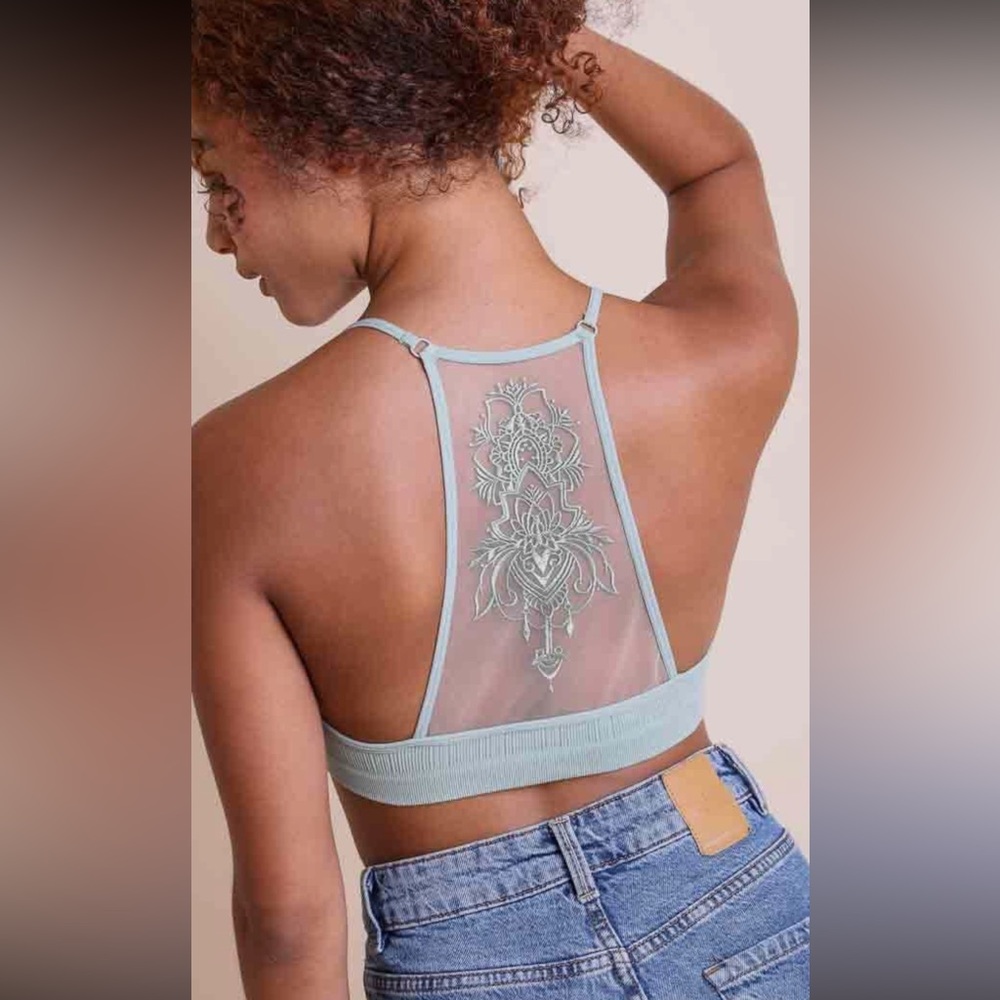 Lotus Mesh Tattoo Bralette Sage